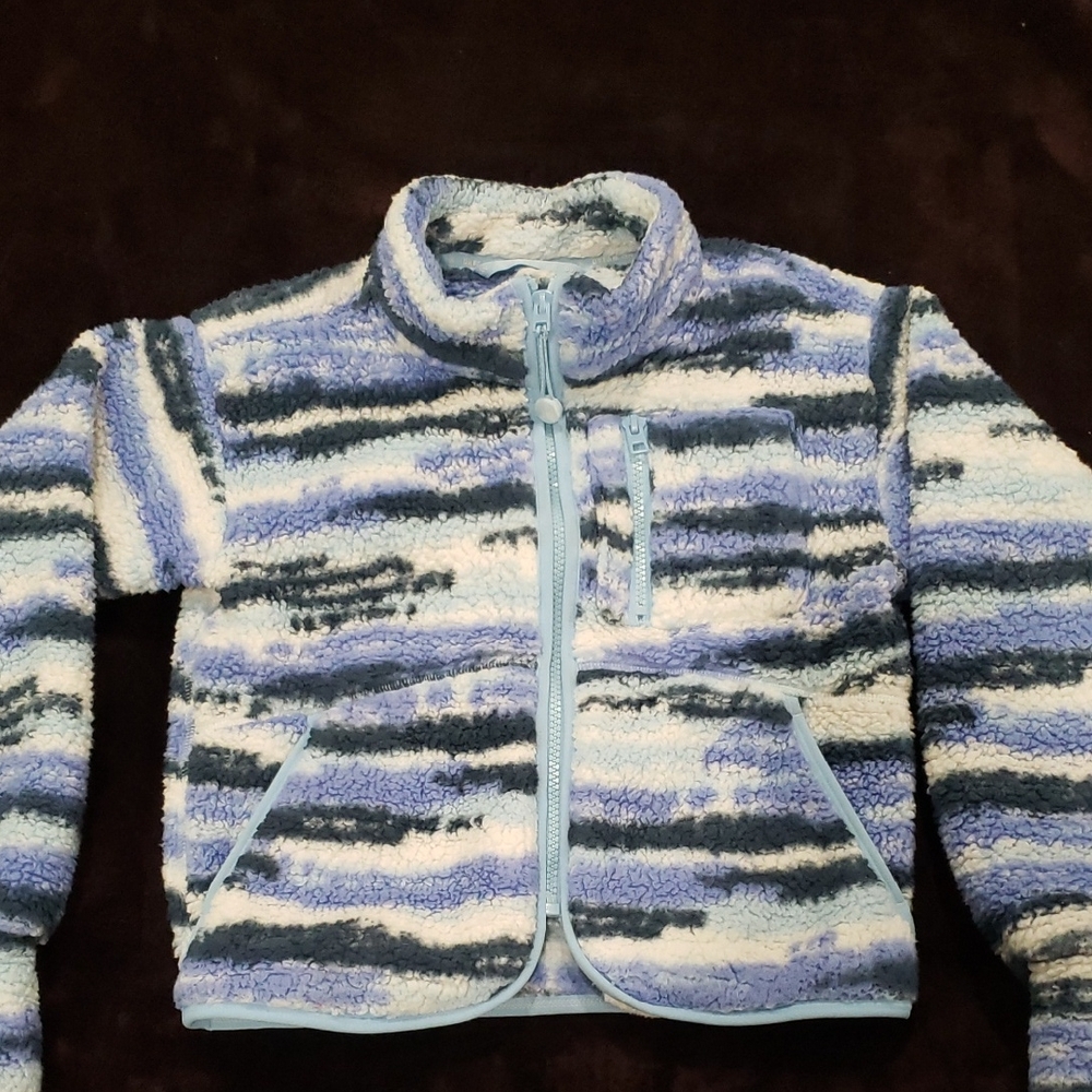 Athleta Kids Fleece Jacket - Blue and White